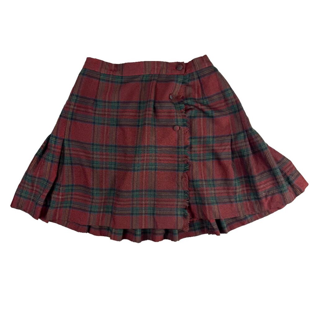 Plaid Mini Skirt - Red and Green